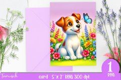 DOG card spring SUBLIMATION flowers PNG Product Image 1