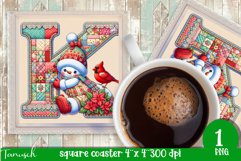 Christmas Letters Coaster Sublimation BUNDLE / Monogram PNG Product Image 12