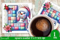 Christmas Letters Coaster Sublimation BUNDLE / Monogram PNG Product Image 13
