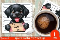 funny mugshot dog coaster sublimation design Product Image 1