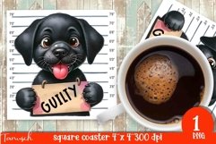 funny mugshot dog coaster sublimation design Product Image 1
