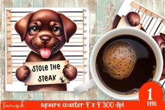 funny mugshot dog coaster sublimation design Product Image 1