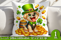 Labrador dog St Patrick LUCKY pillow sublimation Product Image 1