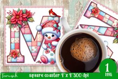 Christmas Letters Coaster Sublimation BUNDLE / Monogram PNG Product Image 14