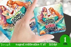 watercolor mermaid magnet sublimation wine design Product Image 1