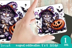 funny Creepy sublimation Halloween CAT magnet Product Image 1