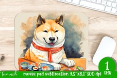 watercolor akita dog mouse pad sublimation PNG Product Image 1