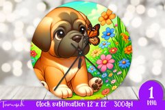 Floral MASTIF Wall Clock spring SUBLIMATION PNG Product Image 1