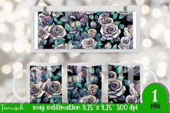 watercolor black roses sublimation mug Wrap sublimation PNG Product Image 1