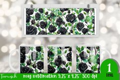 watercolor black roses sublimation mug Wrap sublimation PNG Product Image 1