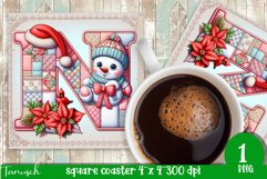 Christmas Letters Coaster Sublimation BUNDLE / Monogram PNG Product Image 15