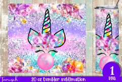 Glitter unicorn bubble gum 20oz Tumbler Sublimation Product Image 1