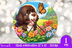 Floral NEWFOUNDLAND Wall Clock spring SUBLIMATION PNG Product Image 1