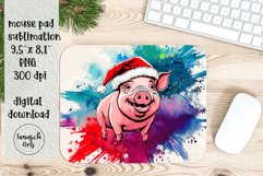 pop art PEEKING christmas PIG pin up mouse pad sublimation Product Image 1