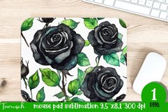 watercolor black roses sublimation mouse pad Wrap PNG Product Image 1