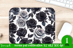 watercolor black roses sublimation mouse pad Wrap PNG Product Image 1