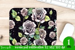 watercolor black roses sublimation mouse pad Wrap PNG Product Image 1