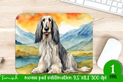 watercolor afghan hound dog mouse pad sublimation PNG Product Image 1