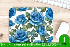 watercolor blue roses sublimation mouse pad Wrap PNG Product Image 1