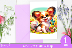 cute DOG card printable SUBLIMATION flowers Product Image 1