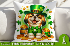 Pekinese dog St Patrick LUCKY pillow sublimation Product Image 1