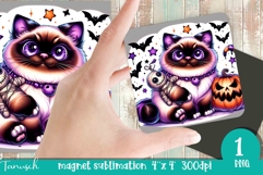 funny Creepy sublimation Halloween CAT magnet Product Image 1
