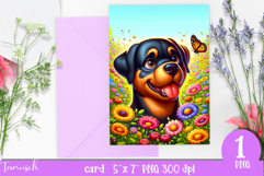 cute DOG card printable SUBLIMATION flowers Product Image 1
