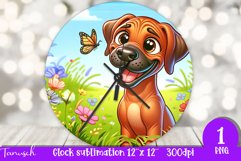 Floral RHODESIAN RIDGEBACK Wall Clock spring SUBLIMATION PNG Product Image 1