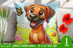 funny Rhodesian Ridgeback pillow Sublimation PNG flowers dog Product Image 1