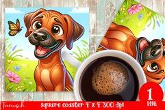 funny RHODESIAN RIDGEBACK DOG square coaster Sublimation Product Image 1