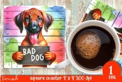 funny mugshot dog coaster sublimation design Product Image 1