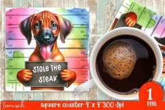 funny mugshot dog coaster sublimation design Product Image 1
