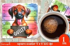funny mugshot dog coaster sublimation design Product Image 1