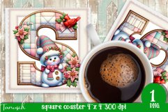 Christmas Letters Coaster Sublimation BUNDLE / Monogram PNG Product Image 19
