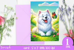 cute DOG card printable SUBLIMATION flowers Product Image 1
