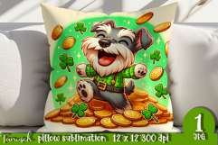 Schnauzer dog St Patrick LUCKY pillow sublimation Product Image 1