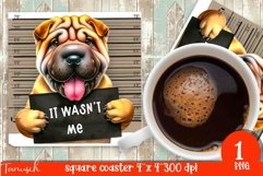 funny mugshot dog coaster sublimation design Product Image 1
