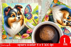 funny SHETLAND square coaster Sublimation PNG flower Product Image 1