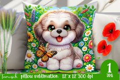 funny Shih Poo pillow Sublimation PNG flowers dog Product Image 1