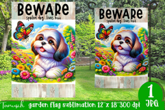 Beware dog Garden Flag Sublimation Product Image 1