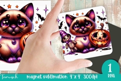 funny Creepy sublimation Halloween CAT magnet Product Image 1