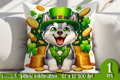 Siberian Husky dog St Patrick LUCKY pillow sublimation Product Image 1