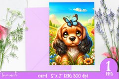 DOG card spring SUBLIMATION flowers PNG Product Image 1