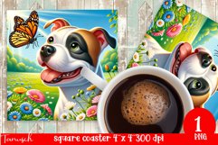 funny STAFFORD DOG square coaster Sublimation Product Image 1