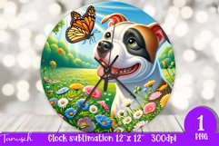Floral STAFFORD TERRIER Wall Clock spring SUBLIMATION PNG Product Image 1