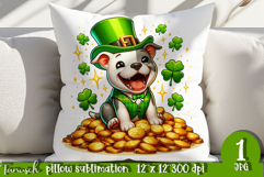Staffordshire dog St Patrick LUCKY pillow sublimation Product Image 1