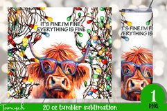 funny christmas highland cow tumbler It's fine, I'm fine PNG Product Image 1