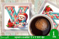 Christmas Letters Coaster Sublimation BUNDLE / Monogram PNG Product Image 26