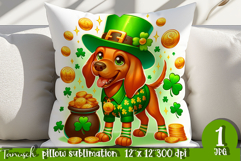 Viszla dog St Patrick LUCKY pillow sublimation Product Image 1