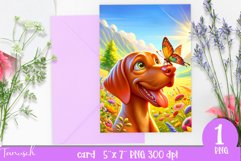 DOG card spring SUBLIMATION flowers PNG Product Image 1